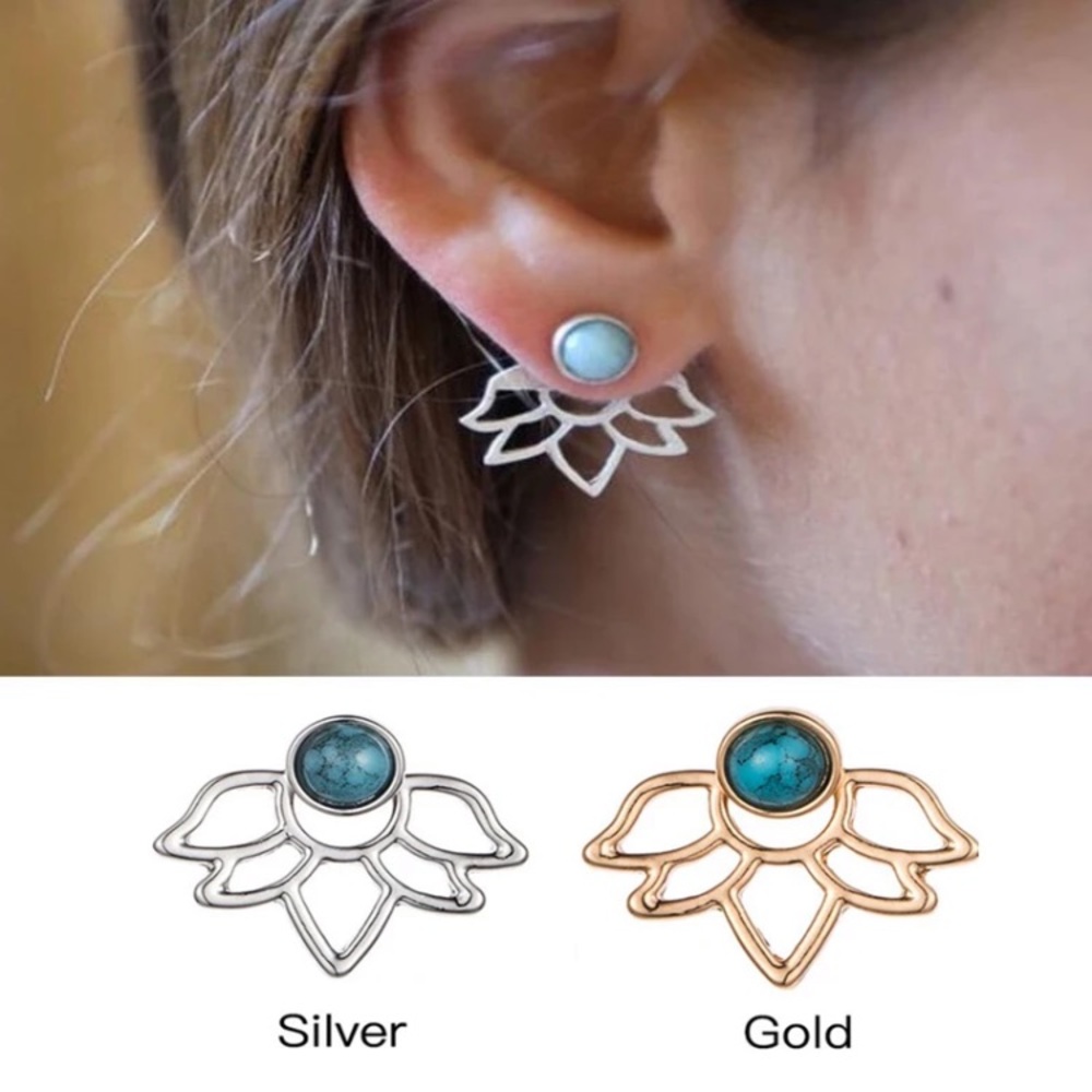 🆕 Lotus Leaf Earring Jacket Studs